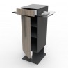Meuble pour machine à café design en driftwood doté de rangement et une tablette en verre pour poser objets et accessoires