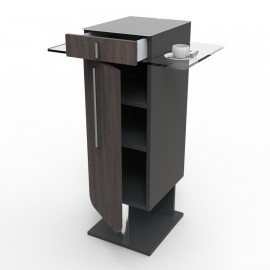 Meuble pour machine à café design en wengé bois et verre transparent pour une cuisine et une salle de pause d'association