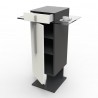 Meuble pour machine à café design blanc en bois et verre, mobilier pour espace café est doté de rangement pour vos objets
