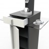 Meuble blanc pour machine à café design doté de rangement en accès libre et fermés pour des machines à café à dosettes