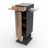 Meuble pour machine à café design bois chêne clair qui est doté de rangements en accès libre et fermés par une porte