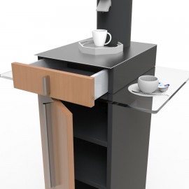 Meuble pour machine à café design hêtre convient pour des bureaux et espaces d'accueil dans des collectivités et entreprises