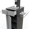 Meuble pour machine à café design coloris de gris est doté d'un tiroir avec rangements en accès libre et un plateau en verre