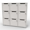 Meuble casier en bois CASEO à 9 cases entièrement en blanc doté de rangements en casiers fermés par une serrure à clé