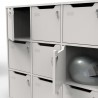 Meuble casier en bois CASEO à 9 cases de coloris blanc entièrement pour apporter luminosité et fonctionnalité d'entreprise