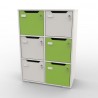 Casier de rangement 6 cases blanc et vert
