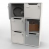 Armoire casier avec 6 cases gris et corps de meuble blanc destiné à du rangement et archivage en entreprise