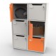 Armoire a casier blanc et orange CASEO 6 cases destiné à du rangement, stockage et archivage d'entreprise