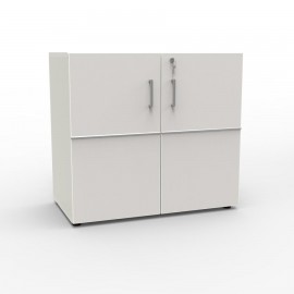 Meuble de rangement blanc livré monté avec une serrure à clé en bois de qualité professionnelle et made in France