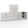 Meuble de rangement avec serrure en bois blanc juxtaposable et empilable pour donner de nombreux rangements fermés