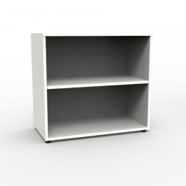 Armoire livré monté blanche avec des étagères amovibles avec des rangements en accès libre pour des documents