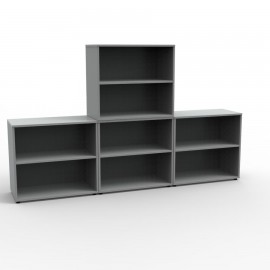 Plusieurs meubles rangement bureau en gris faciles à juxtaposer et empiler pour agrandir votre espace de rangement