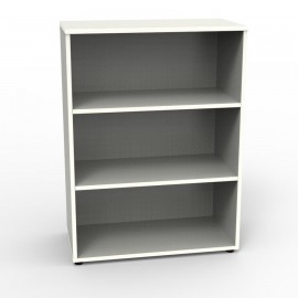 Armoire rangement blanche avec serrure avec des étagères amovibles en bois pour des rangements en libre accès