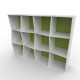 Étagère bibliothèque en bois en couleur vert au design moderne pour rangement d'archives et de documents