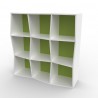 Etagere murale bois blanc et vert possédant de nombreux rangements pour du classement et de l'archivage dans des bureaux Etagere murale bois blanc et vert possédant de nombreux rangements pour du classement et de l'archivage dans des bureaux