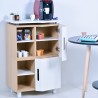 Meuble espace café contenant des rangements en accès fermés ou en libre pour ranger vos accessoires de machine à café