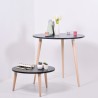 Table ronde pour accueil livrée en kit, table en bois de fabrication française et de qualité professionnelle pour entreprises