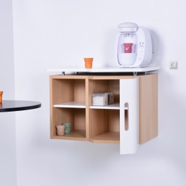 Meuble suspendu pour machine à café made in France et de qualité professionnelle, desserte de cuisine livrée montée