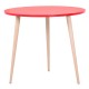 Table ronde scandinave rouge colorée et design pour des salles de réunion et cuisines à la décoration tendance
