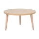 Table basse bois chêne avec un plateau de diamètre 60 cm et des pieds en bois, table basse scandinave idéale pour chr