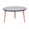 Table basse d'accueil graphite comprenant un plateau en bois rond de 60 cm de diamètre idéal pour salles d'attente