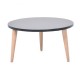 Table basse bois en graphite comprenant un plateau en bois rond de 60 cm de diamètre idéal pour salles d'attente
