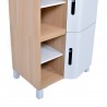 Meuble espace café design avec nombreux rangements en bois blanc, desserte cuisine pour machine à café professionnelle