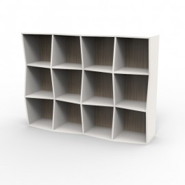 Étagère bibliothèque en bois driftwood foncé et blanc de qualité professionnelle et 100 % made in France