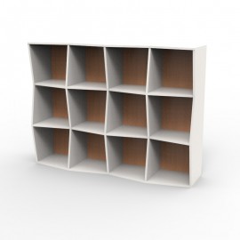 Étagère bibliothèque en bois de hêtre et corps de meuble blanc déclinable en plusieurs coloris et de qualité professionnelle