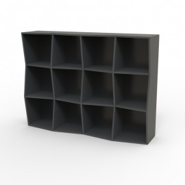 Étagère bibliothèque en bois graphite sobre et classique qui convient parfaitement à des bureaux d'open space ou coworking