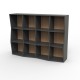 Étagère bibliothèque en bois en chêne clair et corps de meuble graphite qui s'adapte à tous les intérieurs de salles de pause
