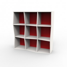 Bibliothèque étagère professionnelle design 9 cases pour bureau, entreprises, collectivité fabriquée en France.