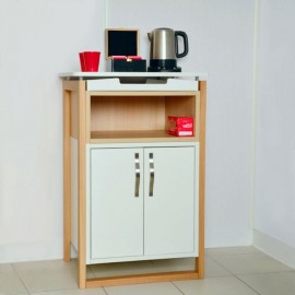 Meuble pour machine a café, noir ou blanc, piètements bois massif, option plateau et tiroir panier