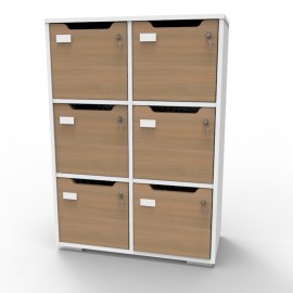 Meuble casier CASEO avec 6 cases en chêne entièrement en bois made in France de qualité professionnelle et livré monté