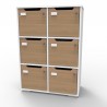 Meuble casier CASEO avec 6 cases en chêne entièrement en bois made in France de qualité professionnelle et livré monté