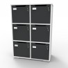 Meuble casier CASEO avec 6 cases en graphite livré monté convenant pour des entreprises / collectivités / CHR / restos