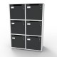 Meuble casier CASEO avec 6 cases en graphite livré monté convenant pour des entreprises / collectivités / CHR / restos