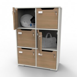 Meuble casier CASEO avec 6 cases coloris chêne en bois livré monté de fabrication française et de qualité professionnelle