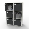 Meuble casier CASEO avec 6 cases coloris graphite qui possède de nombreux rangements par des portes avec serrures à clé