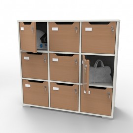 Meuble casier en bois CASEO à 9 cases bois blanc-hêtre qui est fabriqué en France et de qualité professionnelle