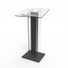Pupitre de conférence plexiglas et bois graphite qui possède une tablette inclinée en plexi pour entreprises et collectivités