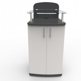 Meuble machine à cafe bois en blanc qui fonctionne en tant que desserte d'espace café ou de bureau dans des collectivités