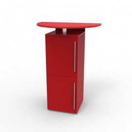 Meuble pour machines à café de couleur rouge avec rangements convenant à des entreprises et chr avec des salles de pause