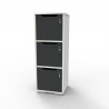 Casier vestiaire bois graphite et blanc tendance de décoration, vestiaire à casiers en bois avec plusieurs cases de rangement
