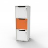 Casier vestiaire bois orange et blanc qui apporte de la couleur dans votre salle de sport / collectivité et votre vestiaire coll
