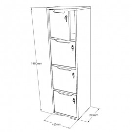 Casier rangement bois CASEO 4 cases aux dimensions idéales pour des entreprises / collectivités / associations / CHR