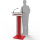 Pupitre transparent couleur rouge idéal pour conférences et cérémonies organisés par des entreprises ou collectivités / chr