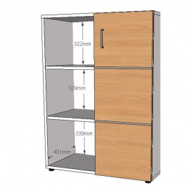 Dimensions de l'armoire rangement en bois dessinée et fabriquée en France, meuble rangement livré monté en entreprise