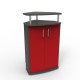 Meuble d'angle pour machine à café rouge avec du rangement destiné à stocker vos accessoires utiles pour votre bouilloire