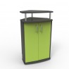 Meuble pour machine à café en vert doté de rangements en accès libres et fermés pour ranger vos accessoires café